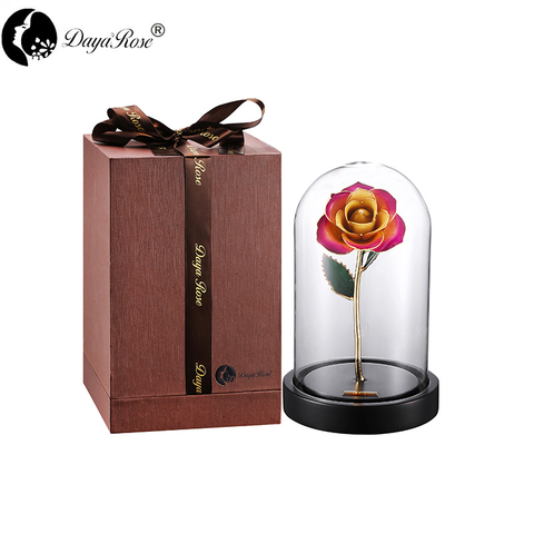 Wholesale Processing Customized Diana Champagne Rose with Purple And Gold （The Glass Cover）