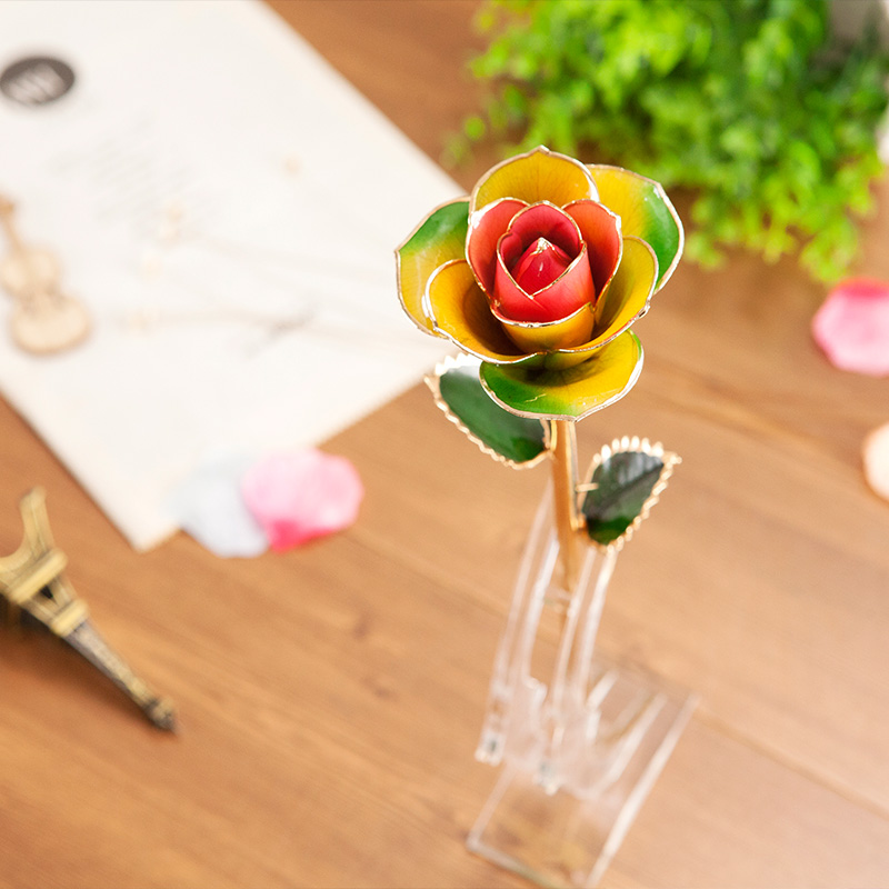24K Dipped Gold Rose Three Color Customized Wholesale Holiday Gifts