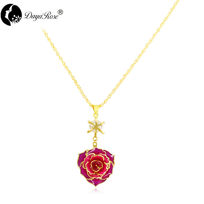 Love Around Colorful Gold Rose Necklace (fresh Rose)