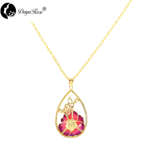 Water Drop Diamond Colorful Rose Necklace (fresh Rose)