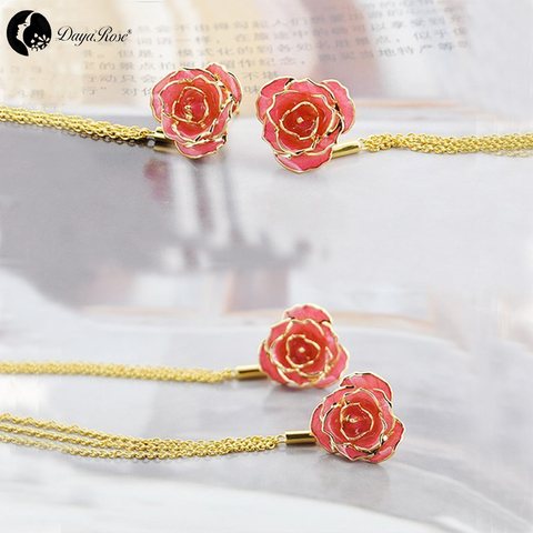 Double Love Gold Rose Earrings (fresh Rose)