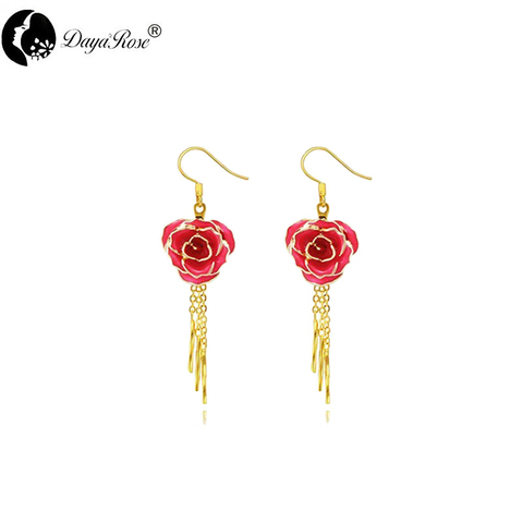 Gold Rose Ear Stud with Fringe (fresh Rose)