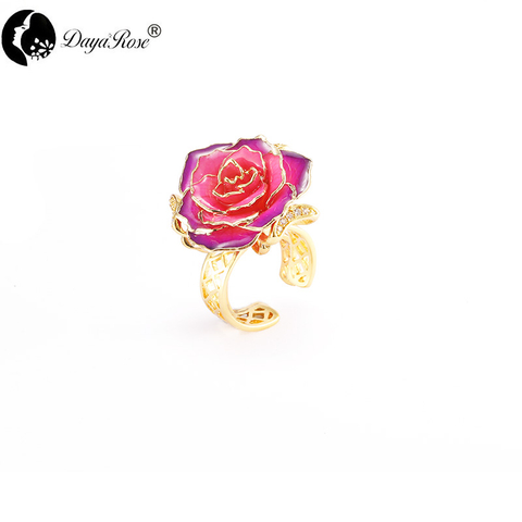 Lovers Gold Rose Purple Ring (natural Flowers)