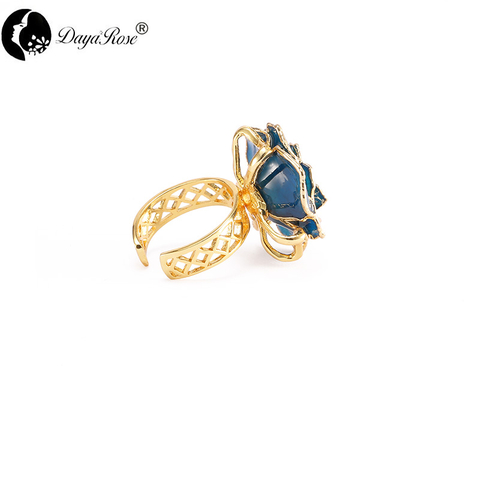 Lover Gold Rose Blue Ring (natural Flowers)