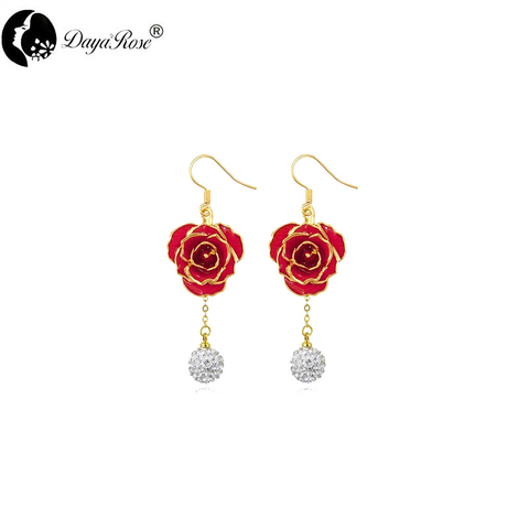 Round Diamond Gold Rose Earrings (fresh Rose)