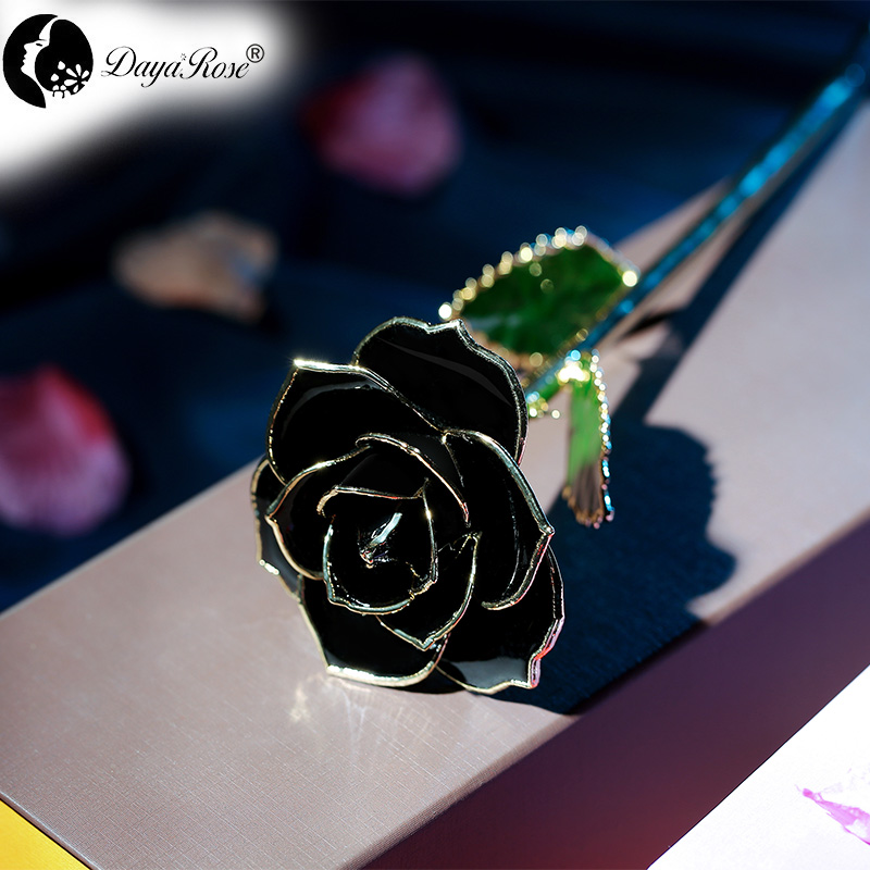 24K Dipped Gold Rose Black Series Wholesale Customised Festival Gifts