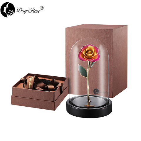 Wholesale Processing Customized Diana Champagne Rose with Purple And Gold （The Glass Cover）