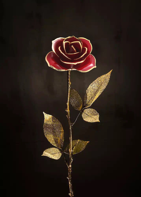 Six Gold Leaf Gold Rose