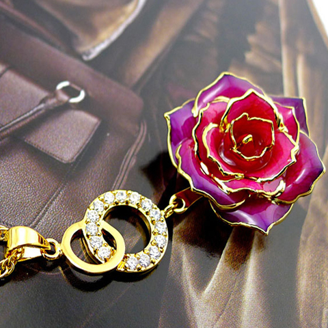 Double Round Rainbow Rose Necklace (fresh Rose)