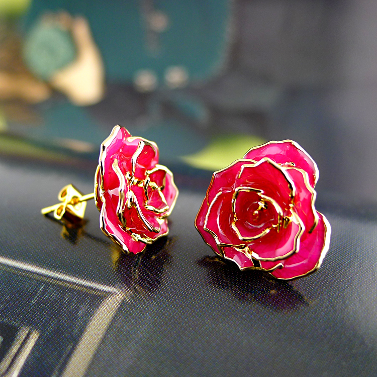 Bohemian Gold Rose Earrings (fresh Rose)
