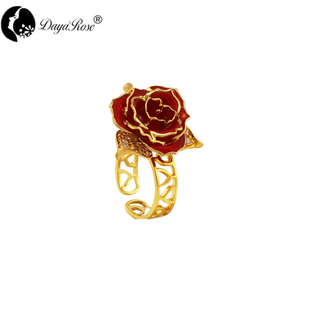 Five-leaf Gold Rose Ring (natural Flowers)
