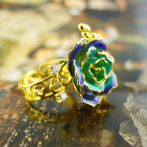 Vintage Gold Rose Ring (natural Flowers)