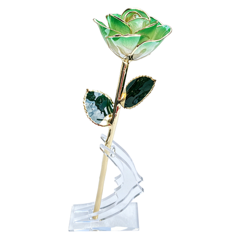 Green Edge rose petal with gold-plated detail