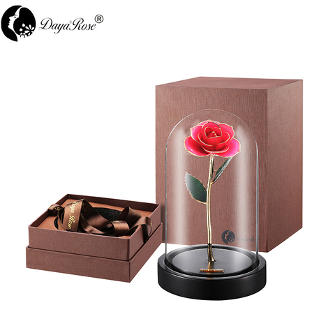  24K Gold-Plated Roses Wholesale Customized Pink (Glass Cover Series)