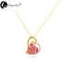 Heart-shaped Diamond Gold Rose Necklace (fresh Rose)