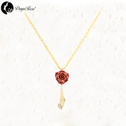 Three-leaf Gold Rose Necklace (fresh Rose)