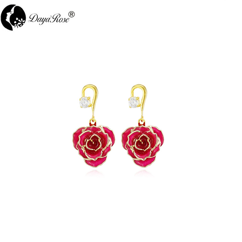 Single Diamond Gold Rose Earrings (fresh Rose)