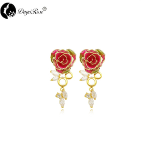 Colour Diamond Gold Rose Earrings (fresh Rose)