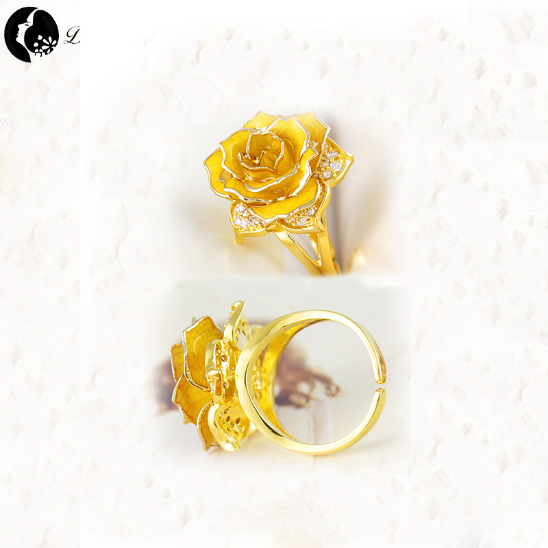 Jinling Love Gold Rose Ring (natural Flowers)